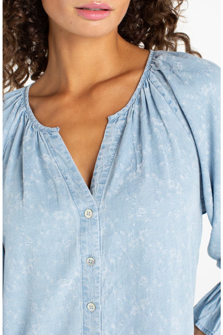 Shirred Chambray Button-up Top, Alternate, color, ROSE ICE
