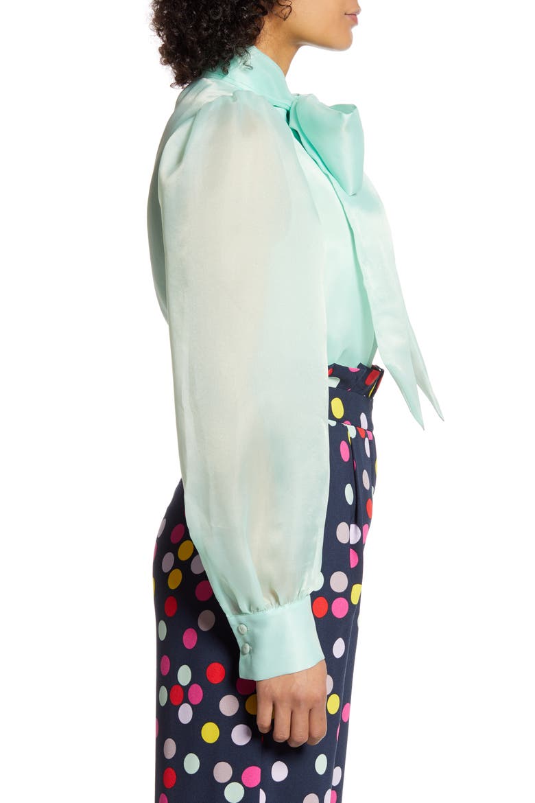x Atlantic-Pacific Bow Collar Blouse (Nordstrom Exclusive), Alternate, color, GREEN FLORA