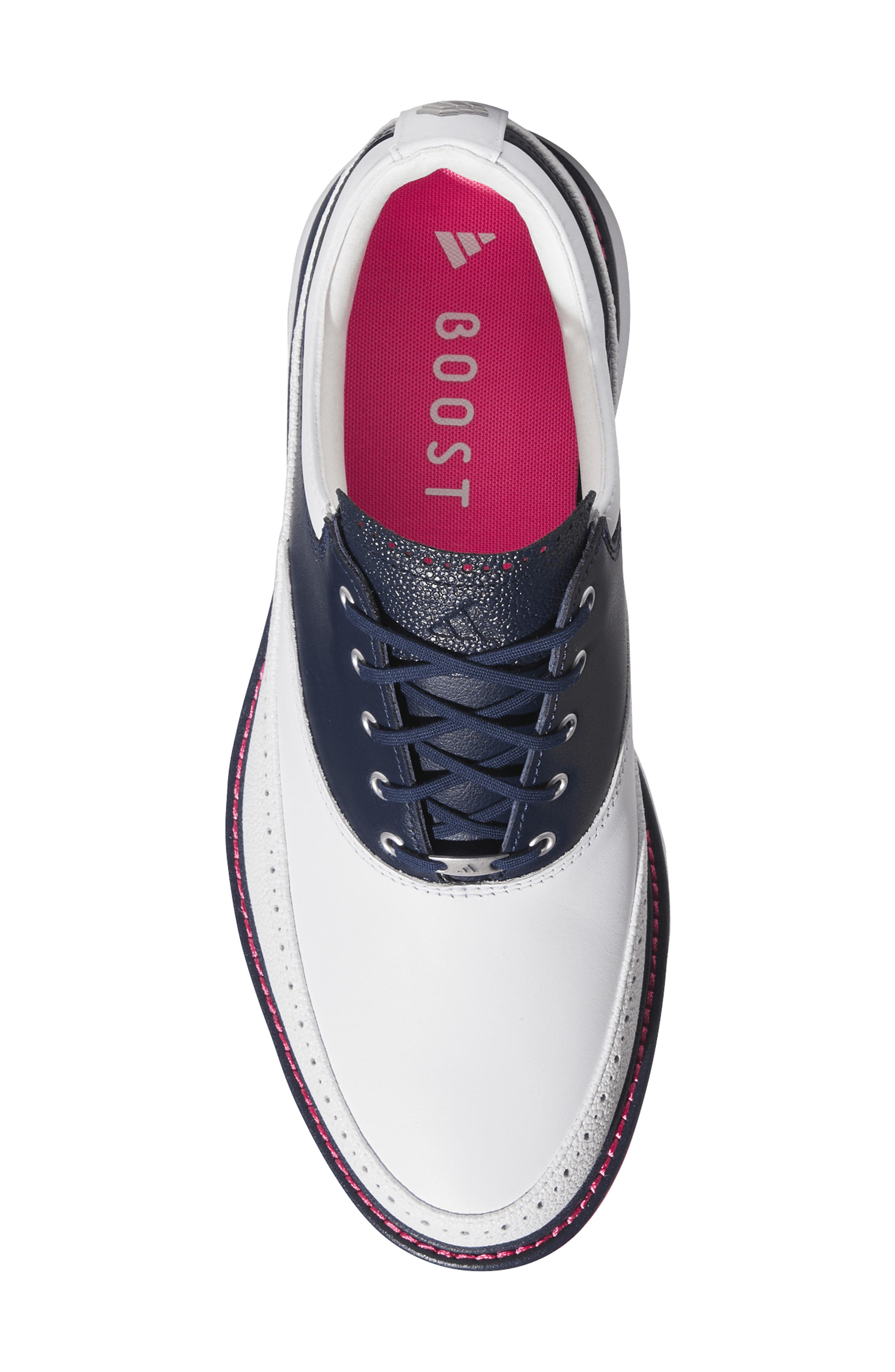 adidas MC80 Spikeless Golf Shoe, Alternate, color, White/ Navy/ Pink