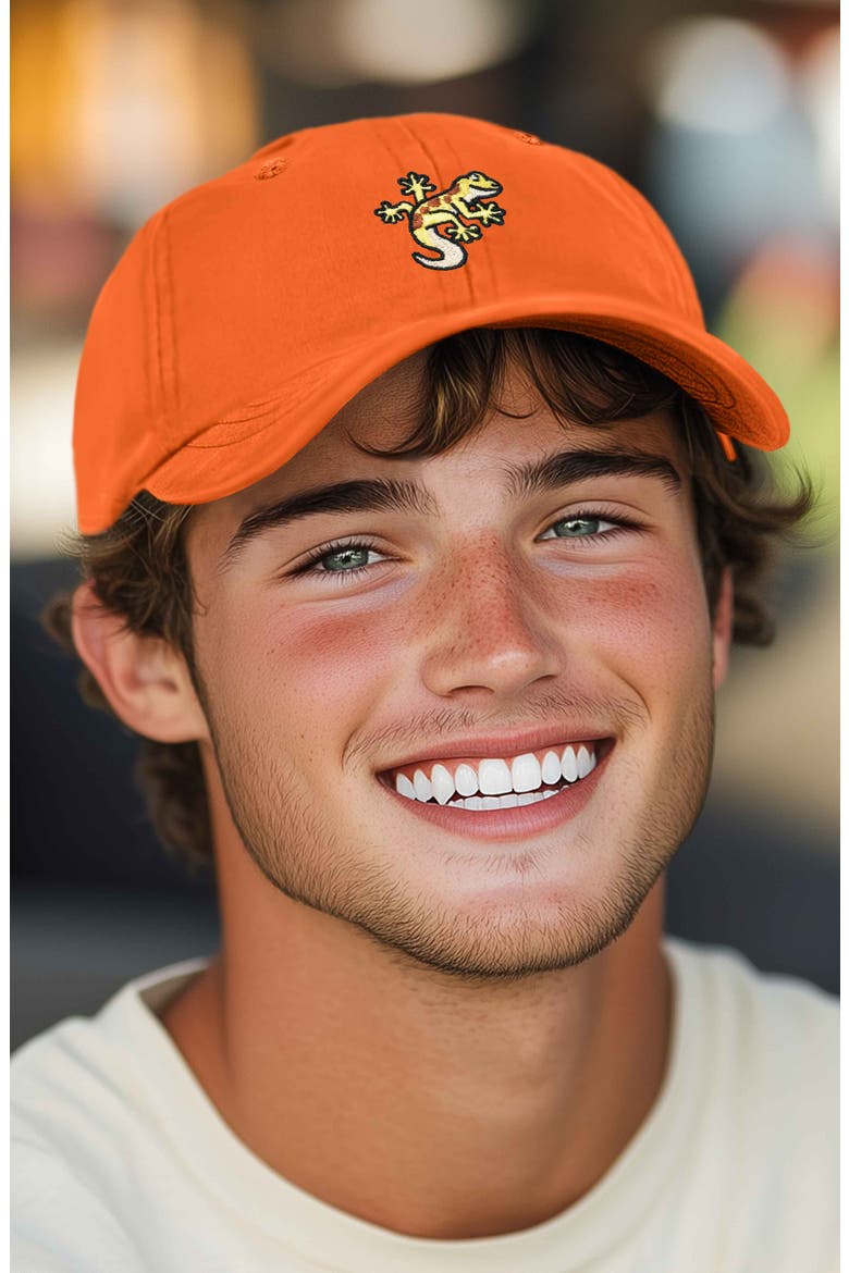 Gecko Embroidered Casual Cap, Alternate, color, Orange