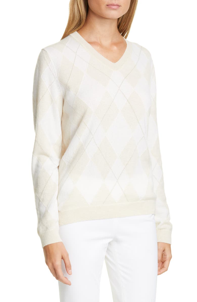 Lafayette 148 New York Metallic Argyle Sweater, Main, color, 