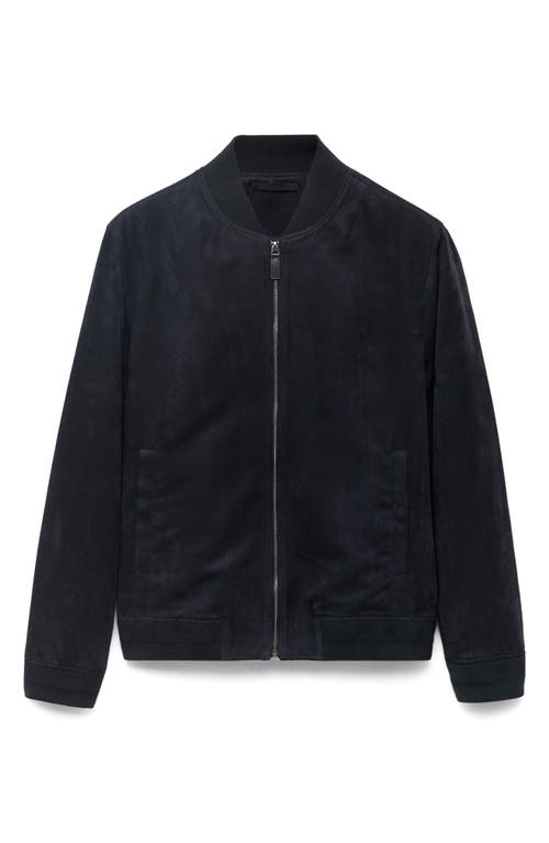 Mango Faux Suede Bomber Jacket In Blue