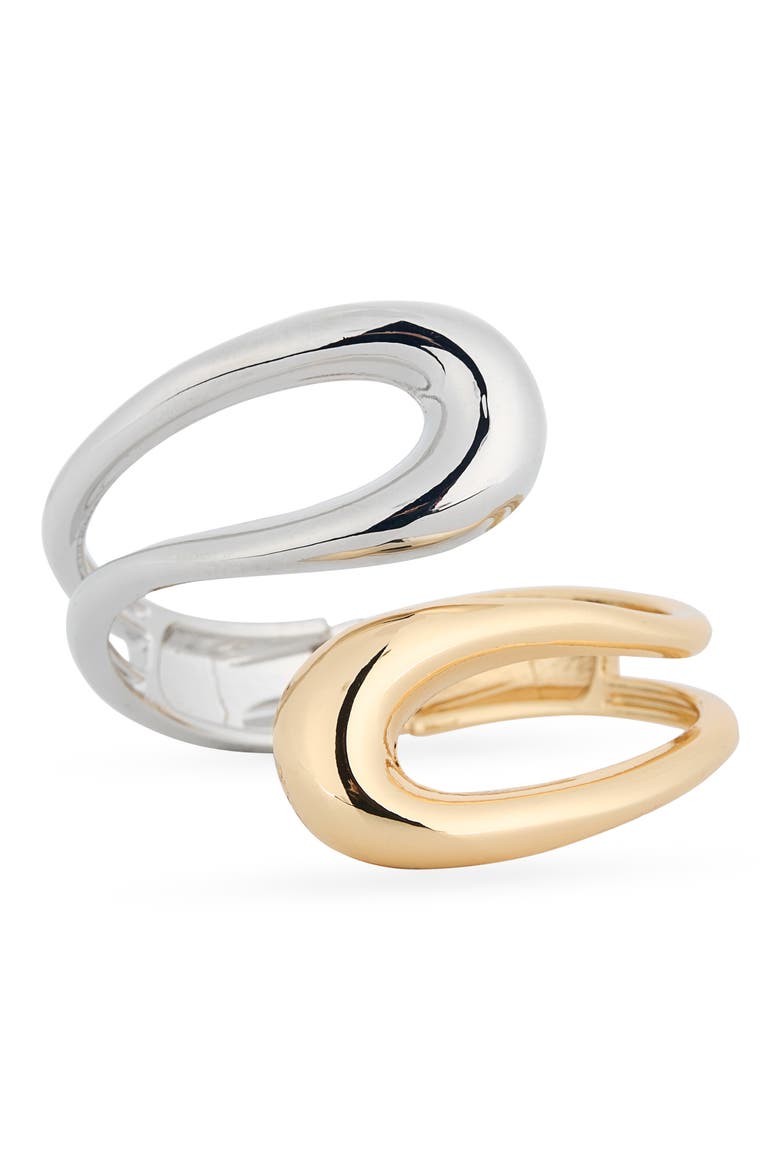 Two-Tone Hinged Cuff Bracelet, Main, color, GOLD/ SILVER
