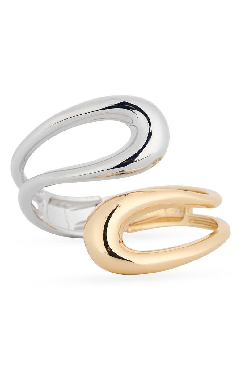 Tasha Two-Tone Hinged Cuff Bracelet, Main, color, Gold/ Silver