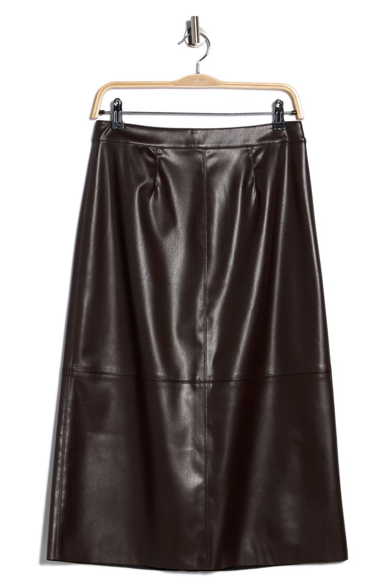 Faux Leather Midi Skirt, Alternate, color, BROWN TORTE