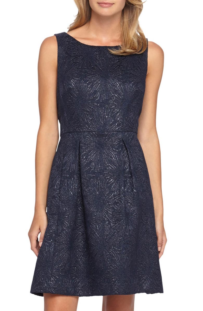 Tahari Jacquard A-Line Dress, Main, color,