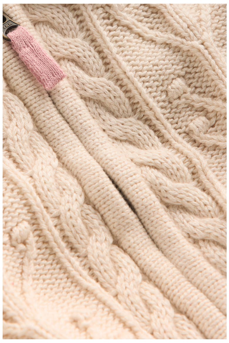 Kids' Collared Cable Stitch Zip Cardigan, Alternate, color, ECRU MARL