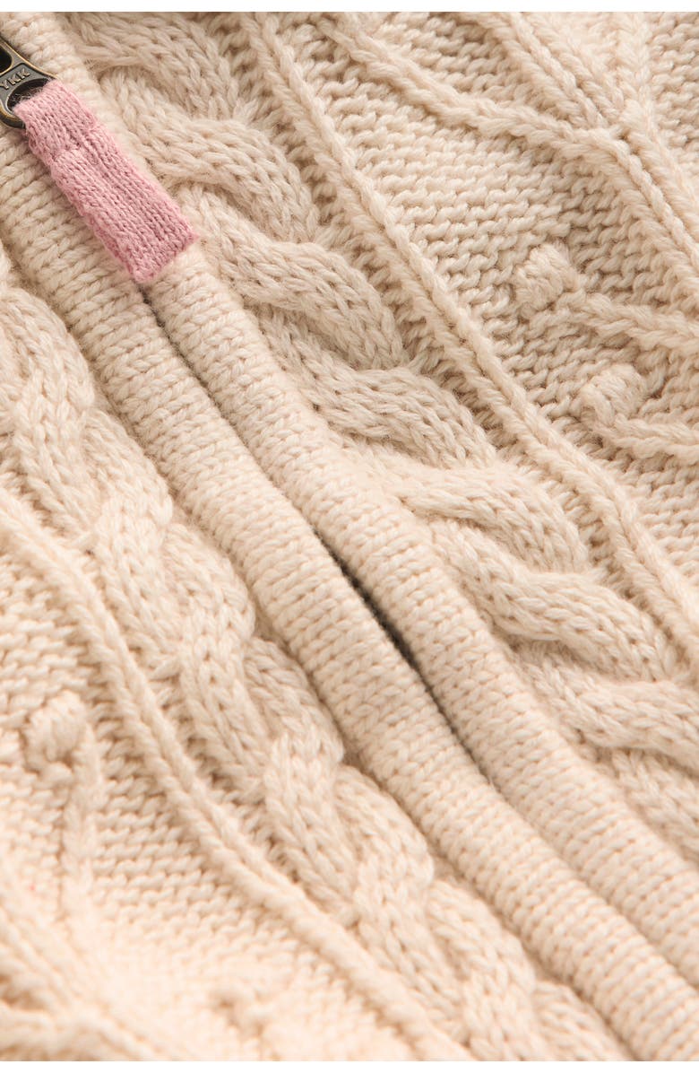 Mini Boden Kids' Collared Cable Stitch Zip Cardigan, Alternate, color, Ecru Marl