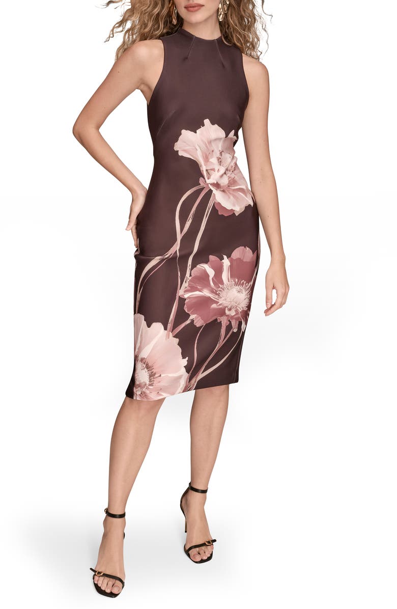 Donna Karan New York Sleeveless Floral Cocktail Dress, Main, color, Cameo Rose