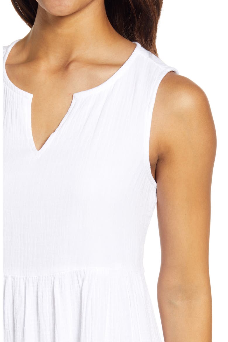 Reana Sleeveless Cotton Double Cloth Midi Dress, Alternate, color, WHITE