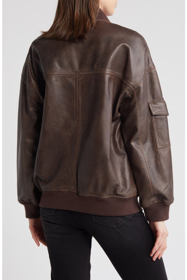 Leather Bomber Jacket, Alternate, color, BROWN SOIL