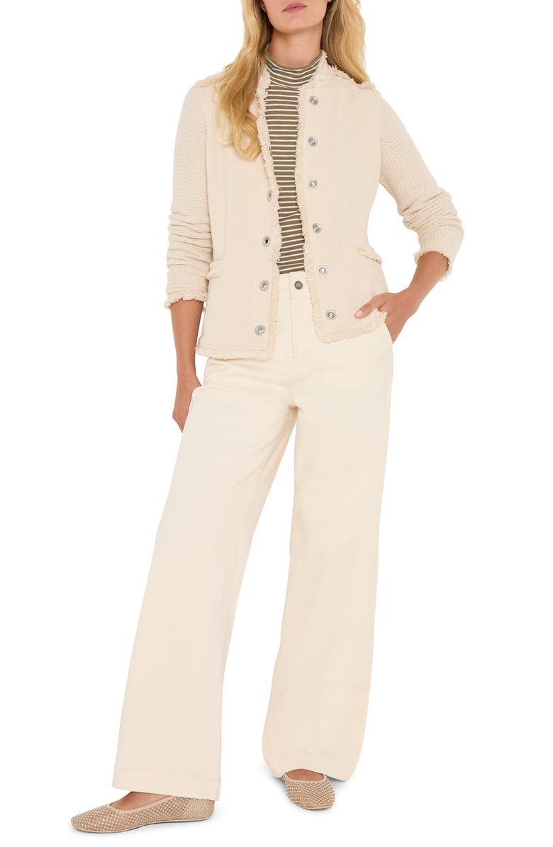 NIC+ZOE Military Fringe Mixed Knit Jacket, Alternate, color, Neutral Mix