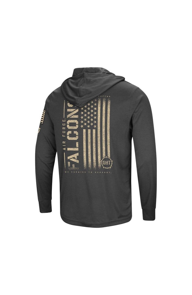 COLOSSEUM Men's Colosseum Heather Black Air Force Falcons Team OHT Military Appreciation Long Sleeve Hoodie T-Shirt, Alternate, color,