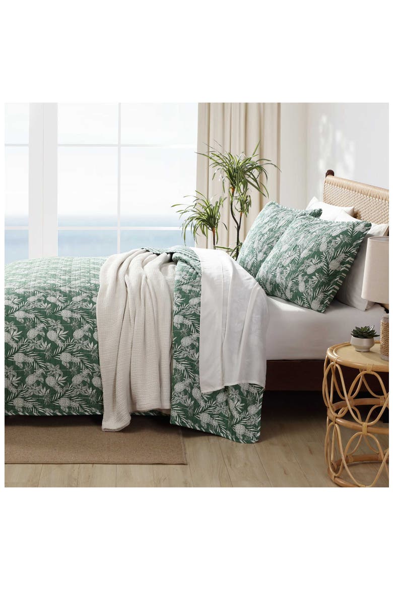 Pineapple Venture Cotton Quilt Set, Alternate, color, GREEN