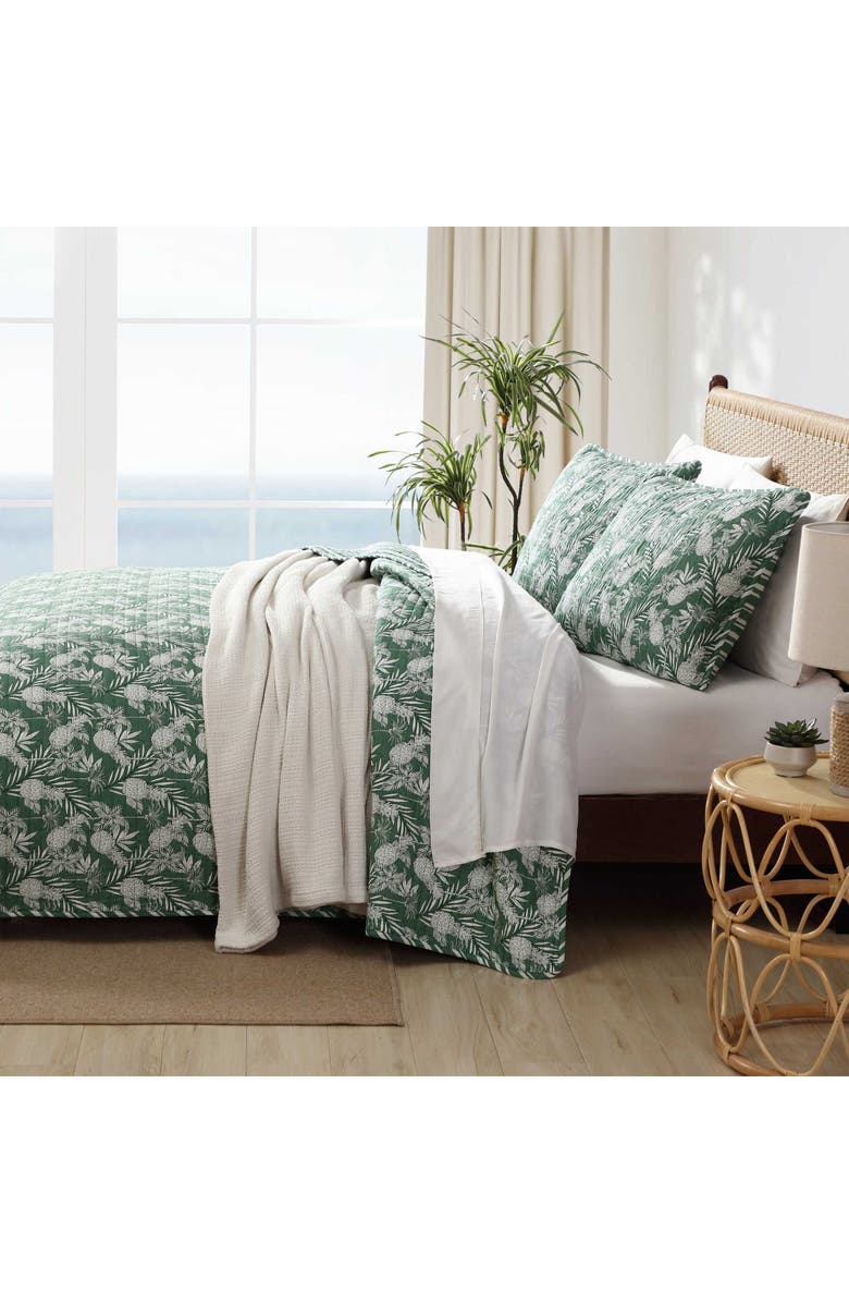 Tommy Bahama Pineapple Venture Cotton Quilt Set, Alternate, color, Green
