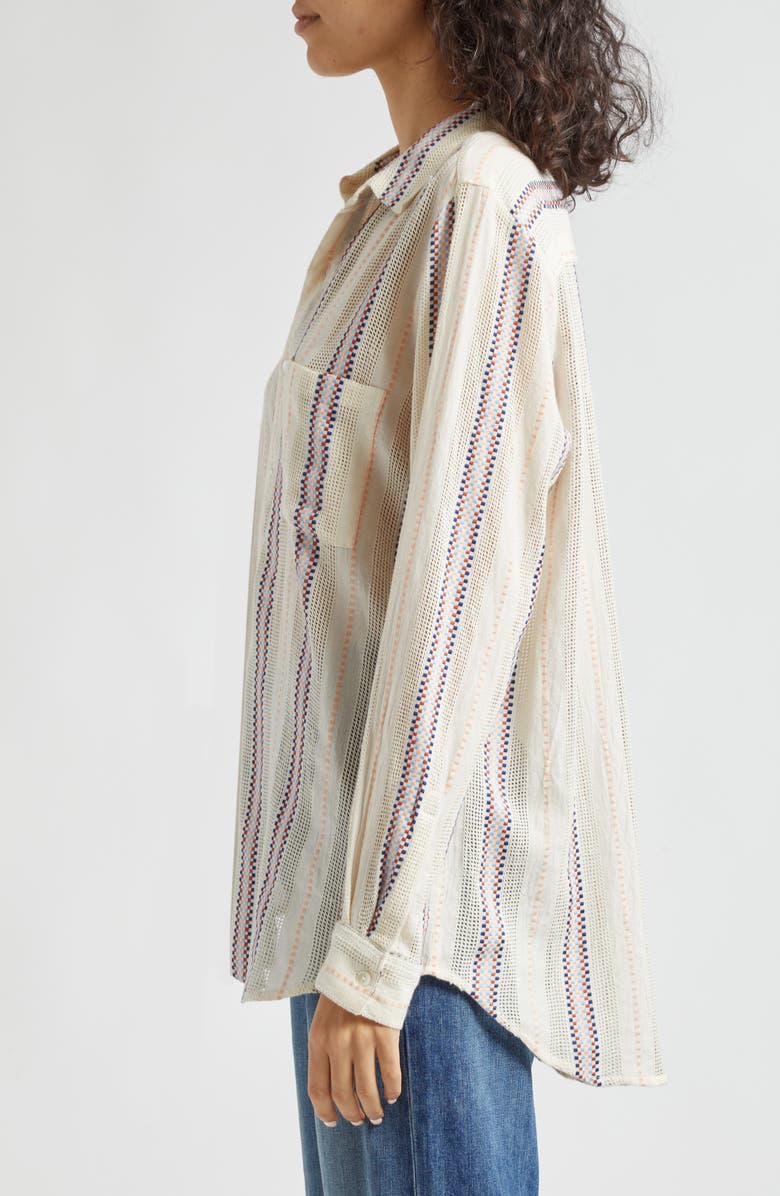 MILLE Sofia Long Sleeve Burnout Lace Button-Up Shirt, Alternate, color,