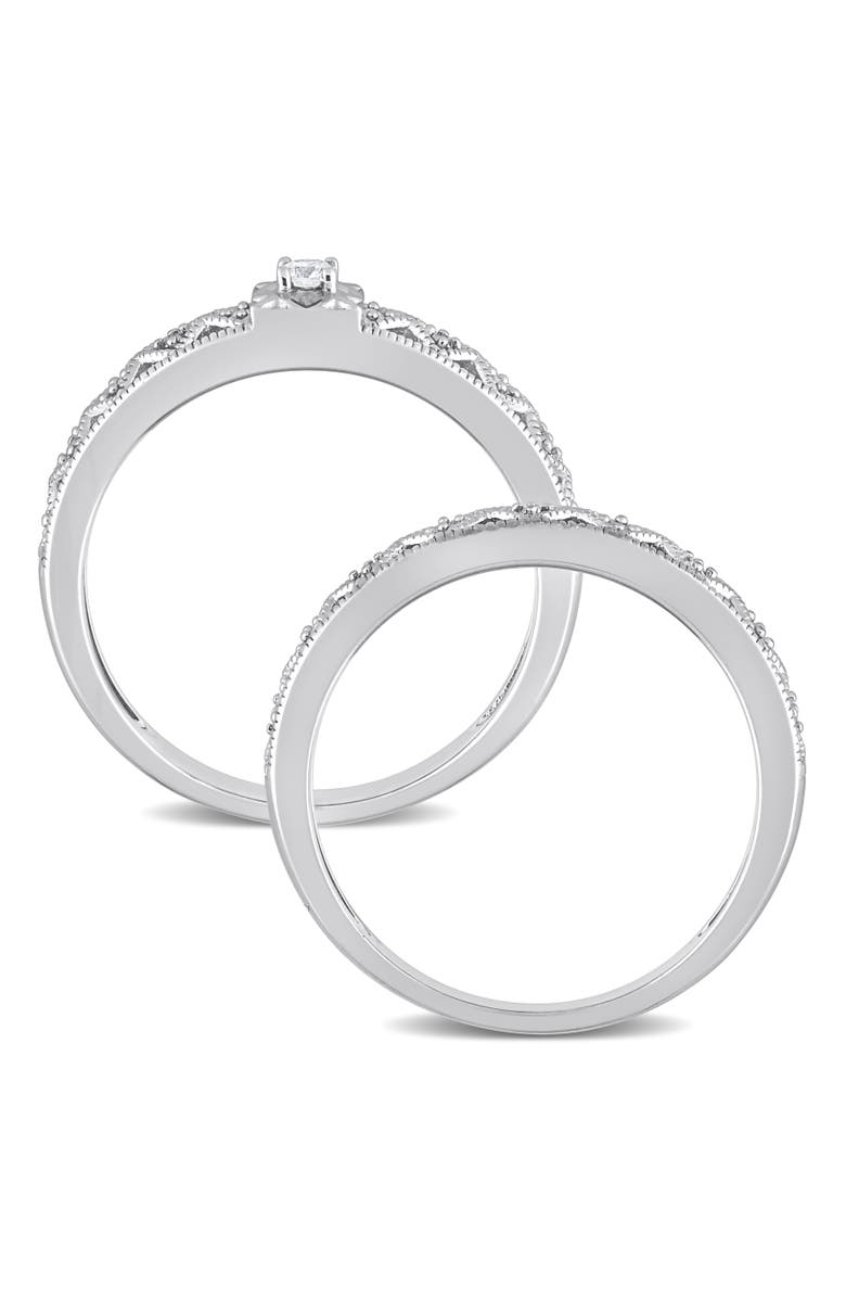 Julianna B. Diamond Filigree Bridal Ring Set, Alternate, color, Sterling Silver