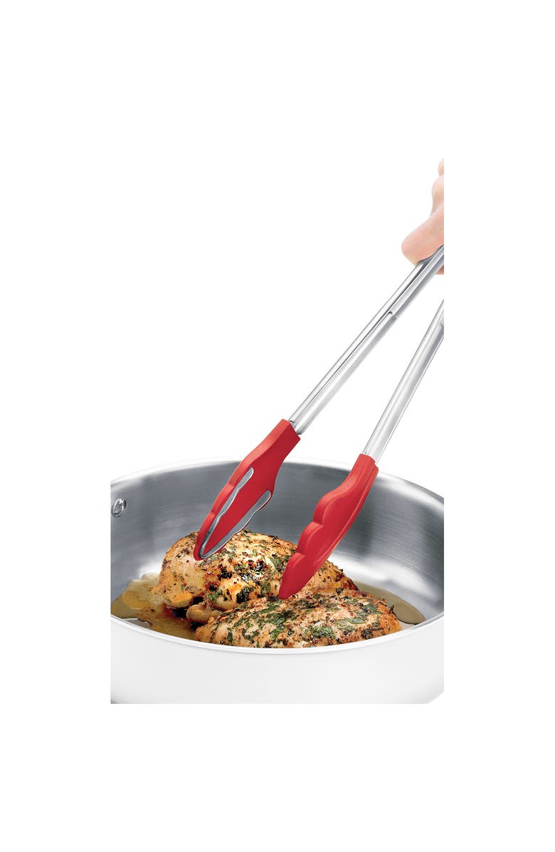 CUISIPRO 9.5 Inch Tongs With Teeth, Red, Alternate, color, Red