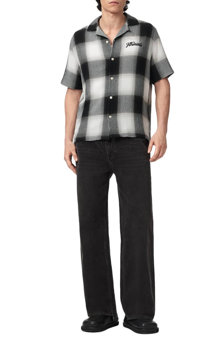 AllSaints Fade Out Plaid Camp Shirt, Alternate, color, Whisper Grey