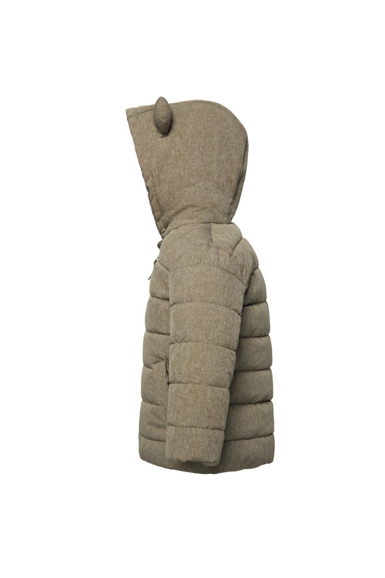Bear Fleece Hooded Puffer Jacket, Alternate, color, Beige Textured