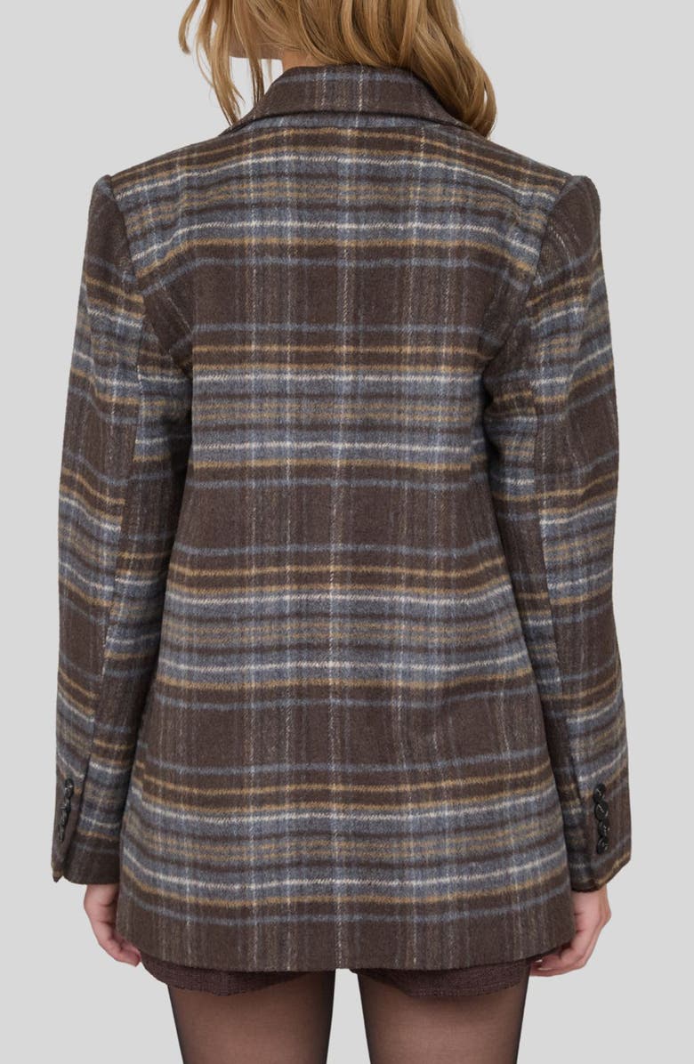Blu Pepper Plaid Notch Lapel Double Breasted Blazer, Alternate, color, Brown Multi