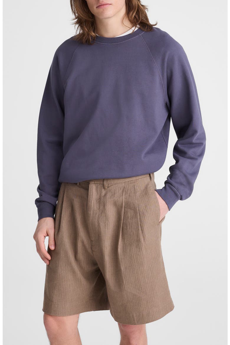 Herringbone Double Pleated Cotton & Linen Shorts, Alternate, color, OLIVE