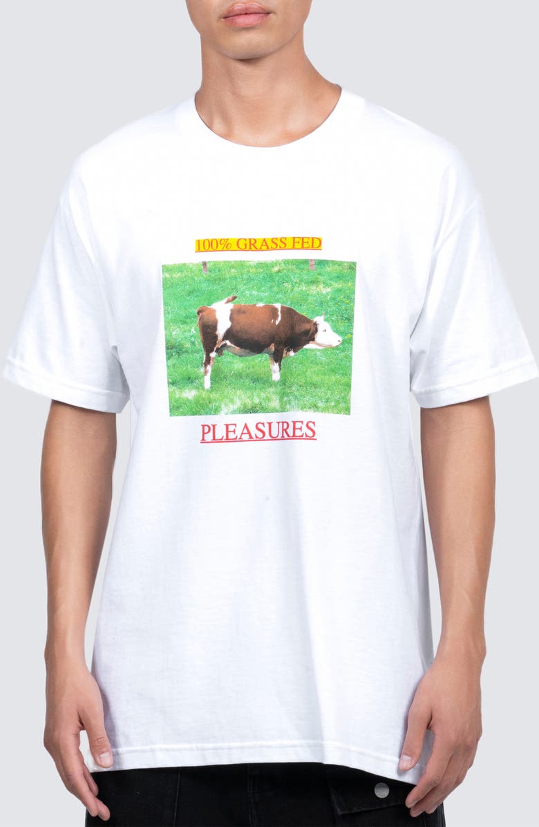 PLEASURES Grass Fed Cotton Graphic T-Shirt, Main, color, White