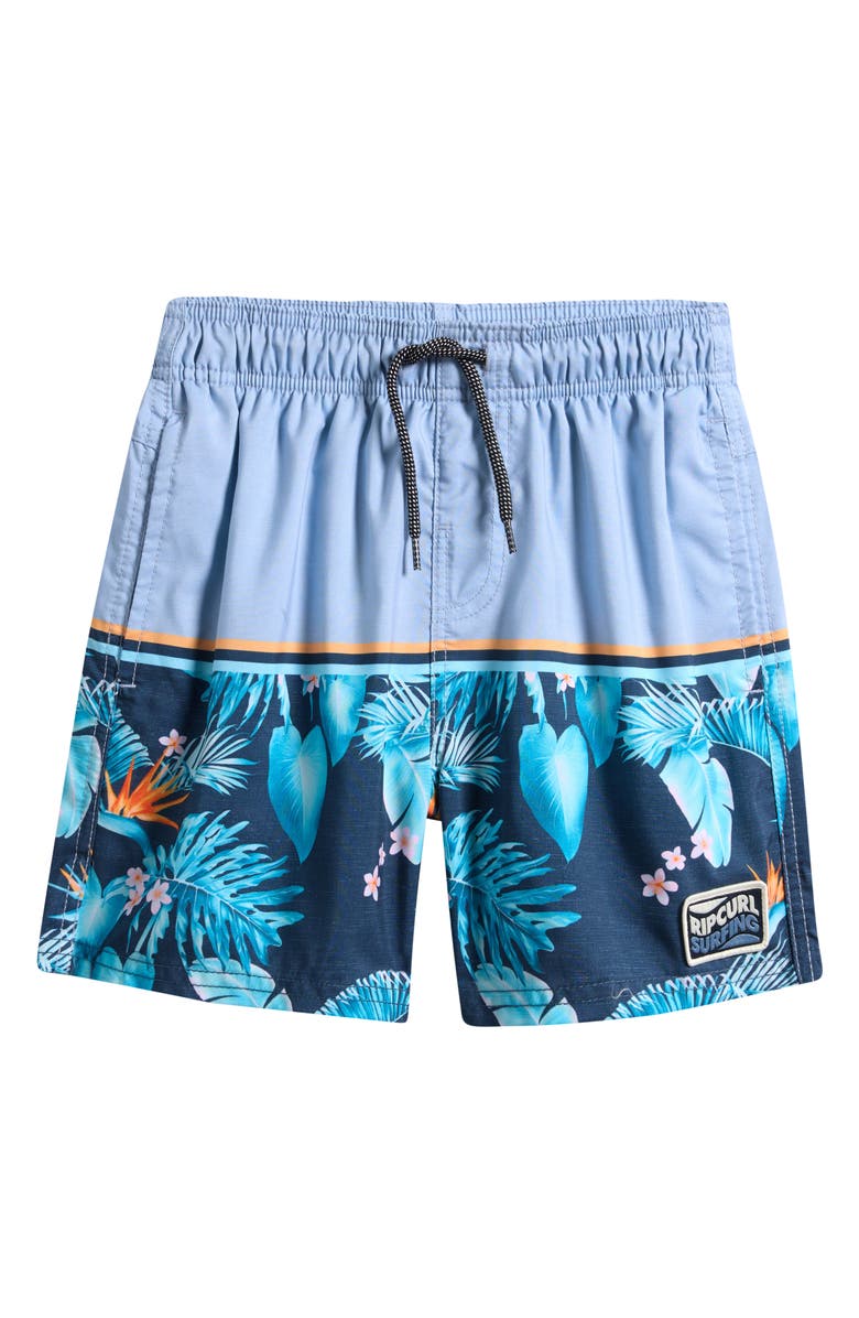 Rip Curl Kids' Streamline Stripe Volley Swim Trunks, Main, color, Faded Denim