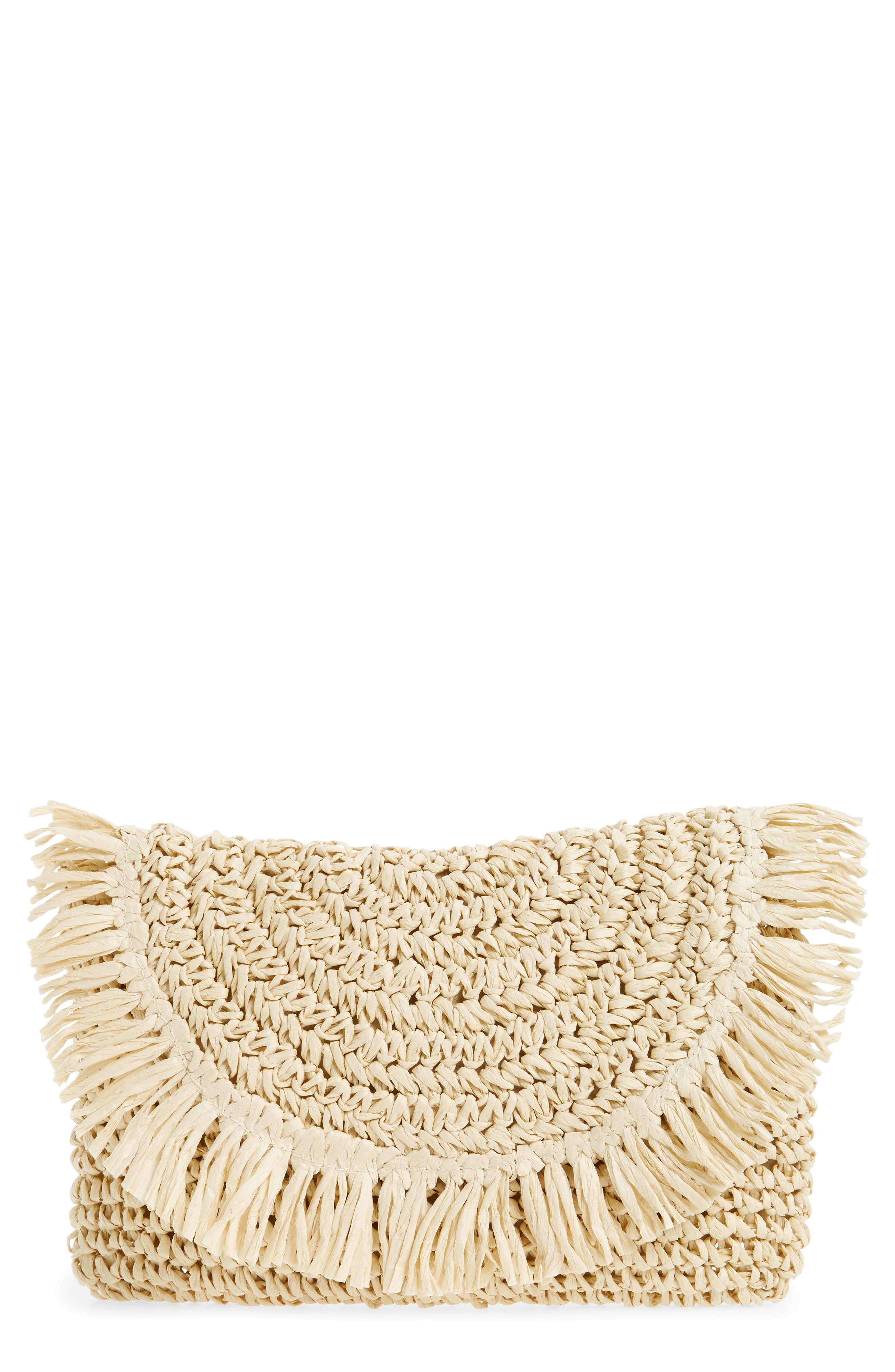 Nordstrom Clara Soft Straw Clutch, Main, color, 