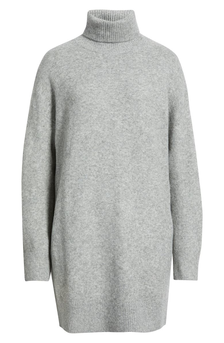 MANGO Taldote Turtleneck Long Sleeve Sweater Dress, Alternate, color, Medium Heather Grey