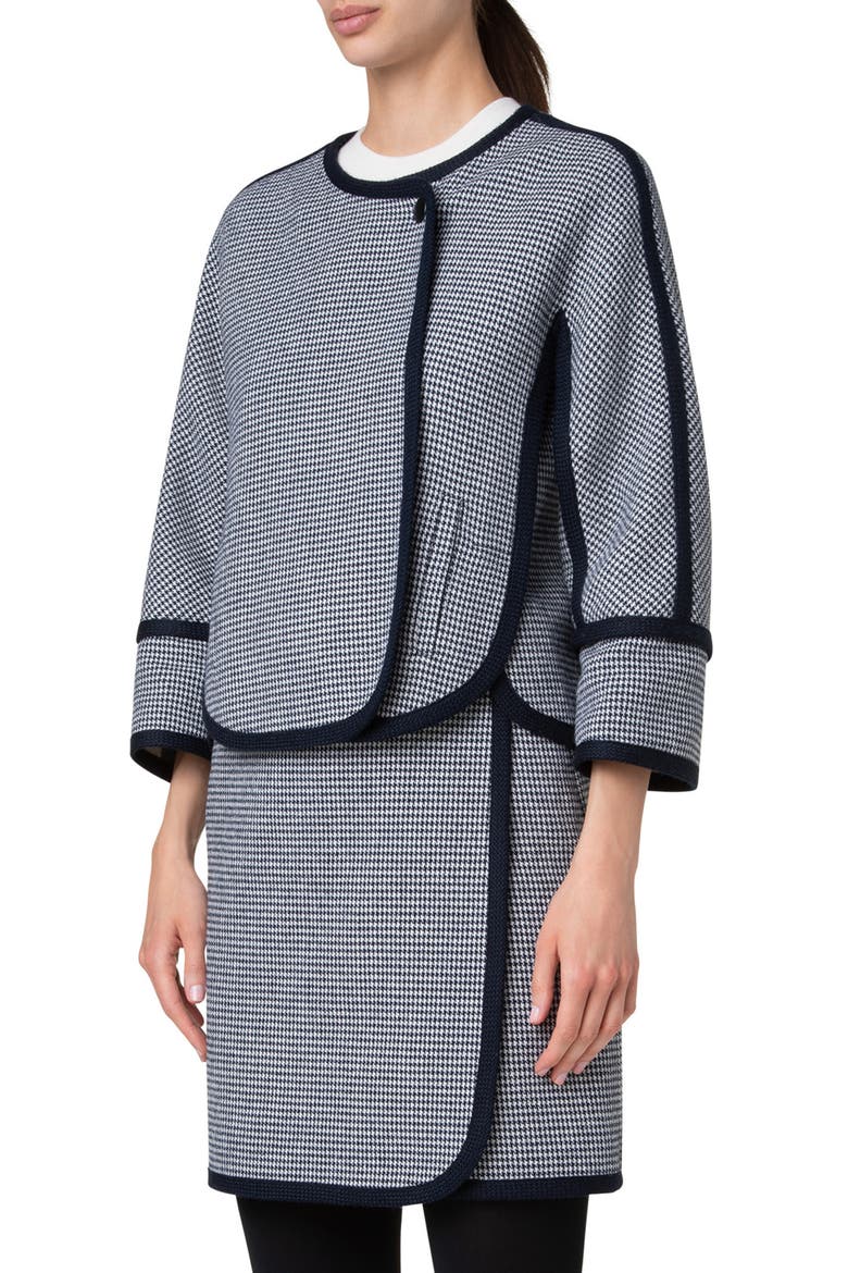 Houndstooth Double Face Jacket, Alternate, color, CREAM-NAVY
