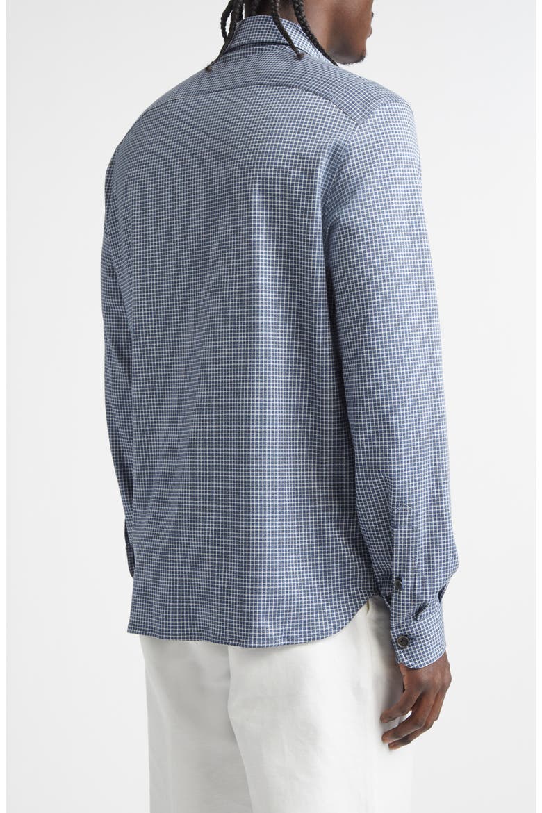 The Check Cotton & Silk Overshirt, Alternate, color, MEDIUM BLUE
