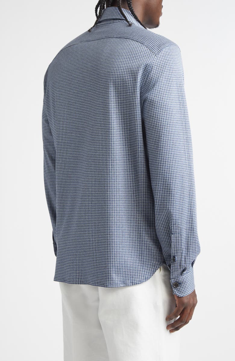 ISAIA The Check Cotton & Silk Overshirt, Alternate, color, Medium Blue