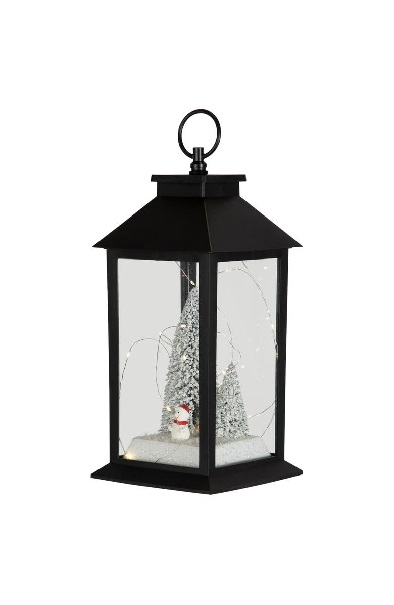 Northlight LED Lighted Snowman Winter Scene Christmas Lantern - 11", Alternate, color, Black