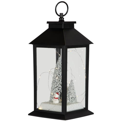 Northlight Led Lighted Snowman Winter Scene Christmas Lantern In Black
