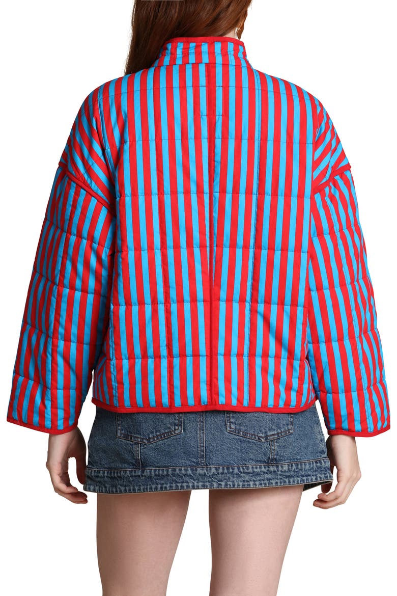 Stripe Boxy Quilted Cotton Blend Jacket, Alternate, color, SAILOR BLUE-TOMATO S