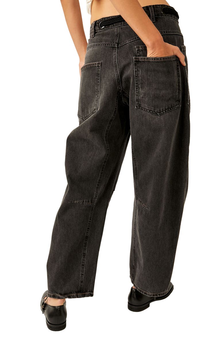 Moxie Low Rise Drawstring Barrel Leg Jeans, Alternate, color, NIGHT HAWK 2
