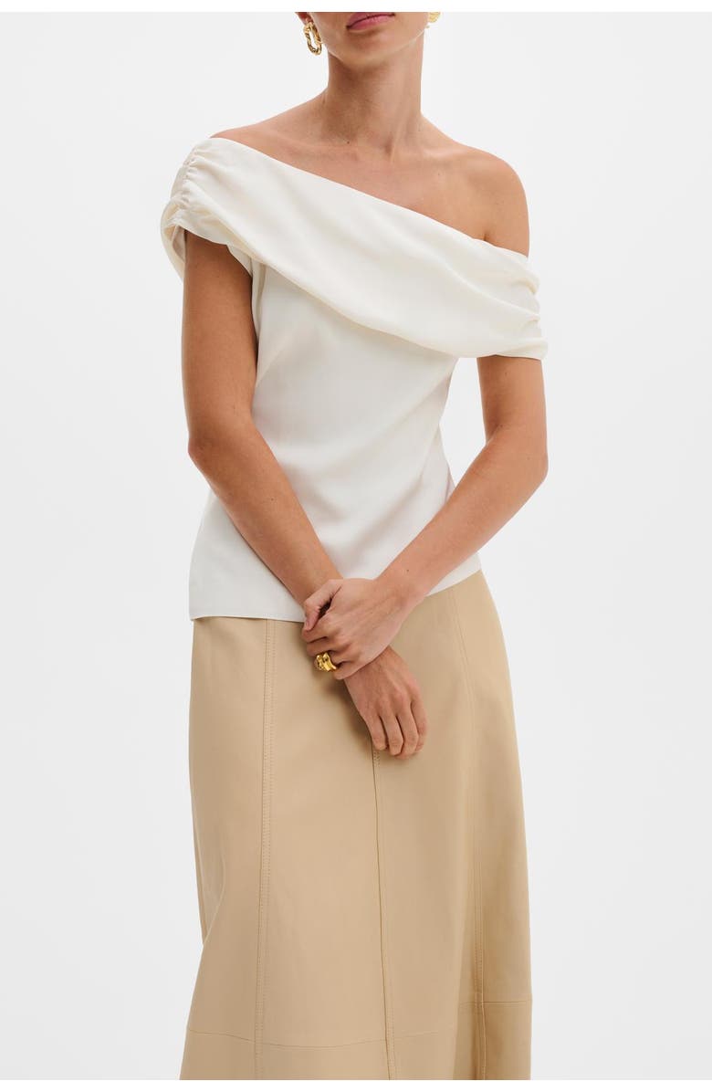 Malina Seleah Draped Asymmetrical Top, Alternate, color, Vanilla