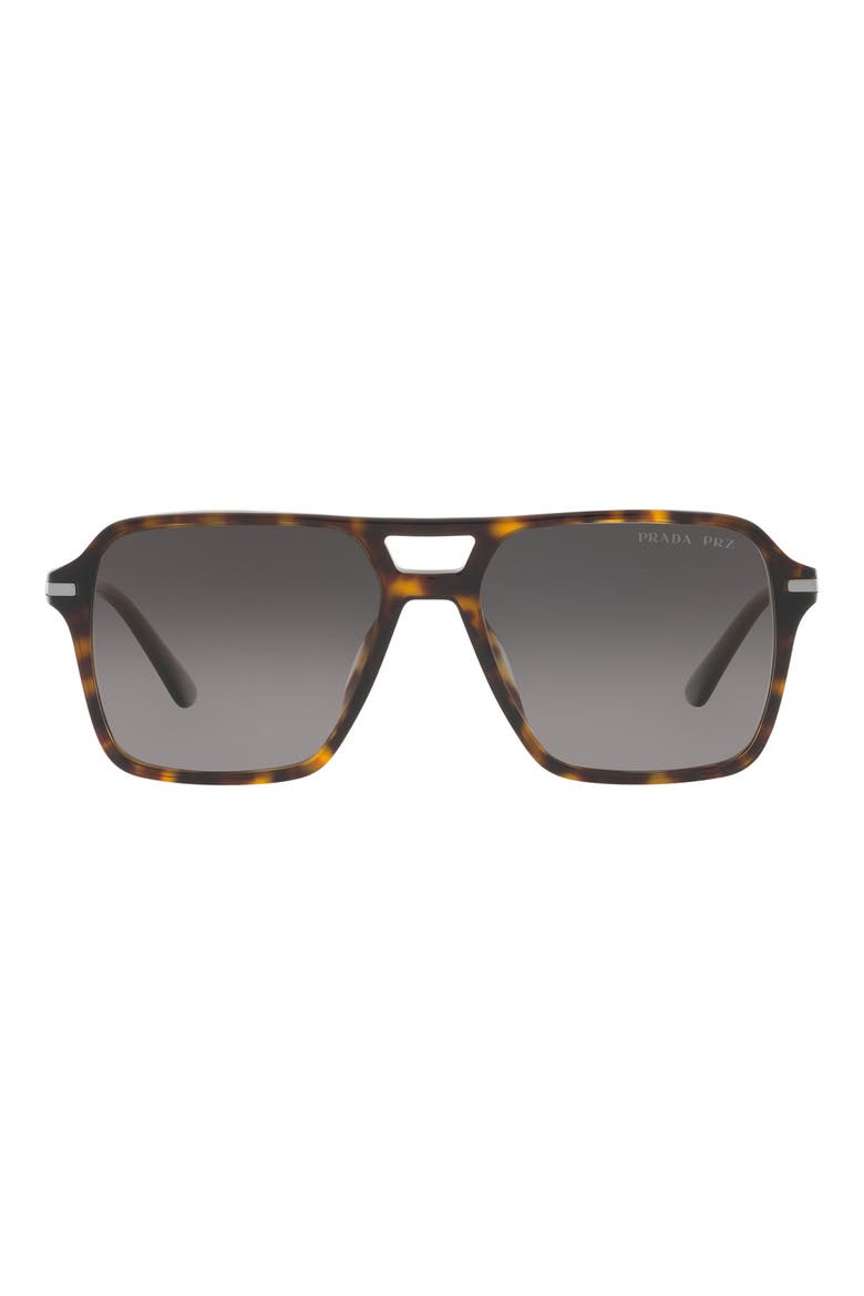 55mm Gradient Polarized Pilot Sunglasses, Main, color, HAVANA