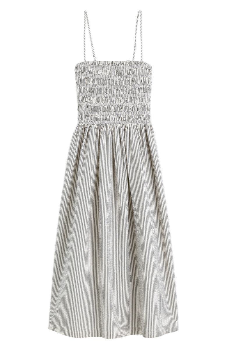 Madewell The Peyton Midi Dress, Alternate, color, Black Vintage Ivory Yarndye