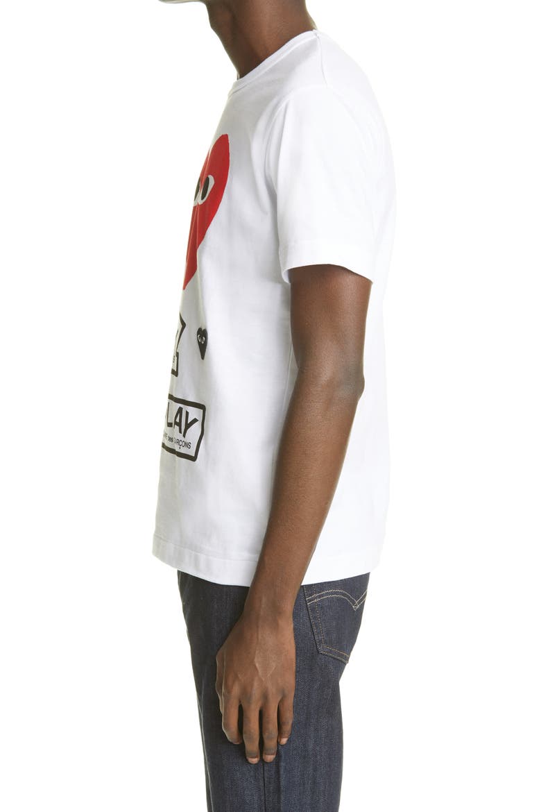 Comme de Garçons PLAY Heart Face Graphic Tee, Alternate, color, WHITE