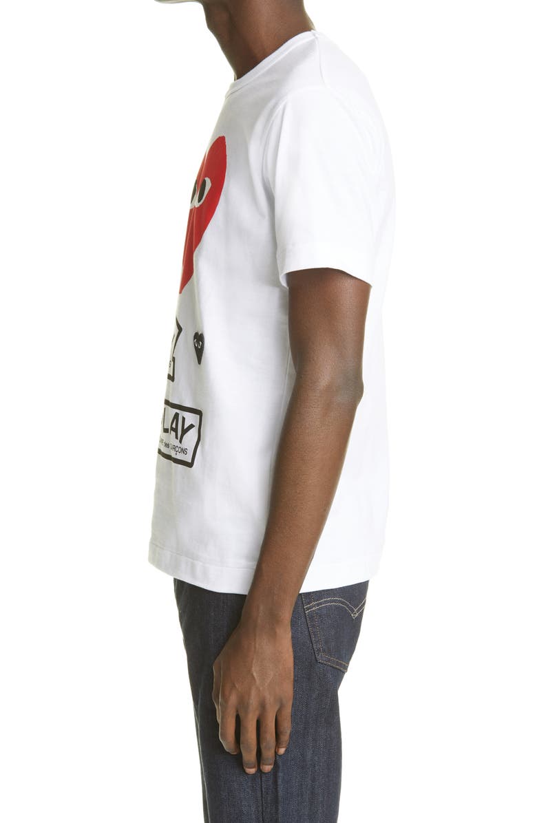Comme des Garçons PLAY Comme de Garçons PLAY Heart Face Graphic Tee, Alternate, color, White