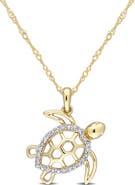DELMAR Diamond Sea Turtle Pendant Necklace - 0.05ct.