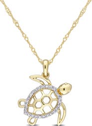 DELMAR Diamond Sea Turtle Pendant Necklace - 0.05ct.