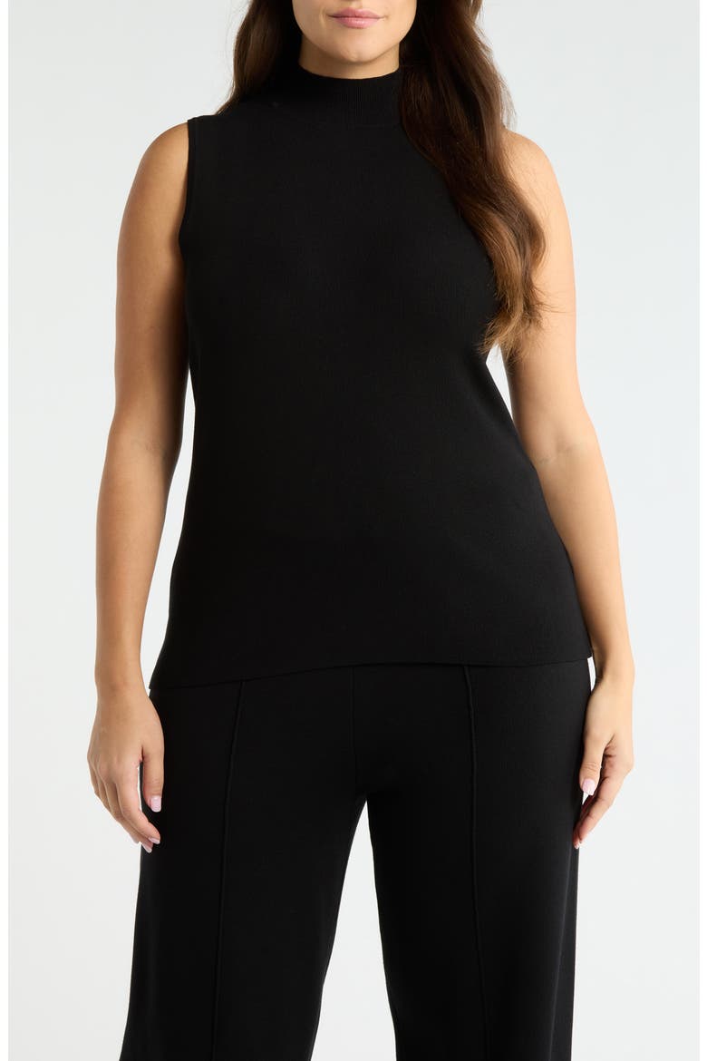 Sleeveless Mock Neck Sweater, Main, color, BLACK