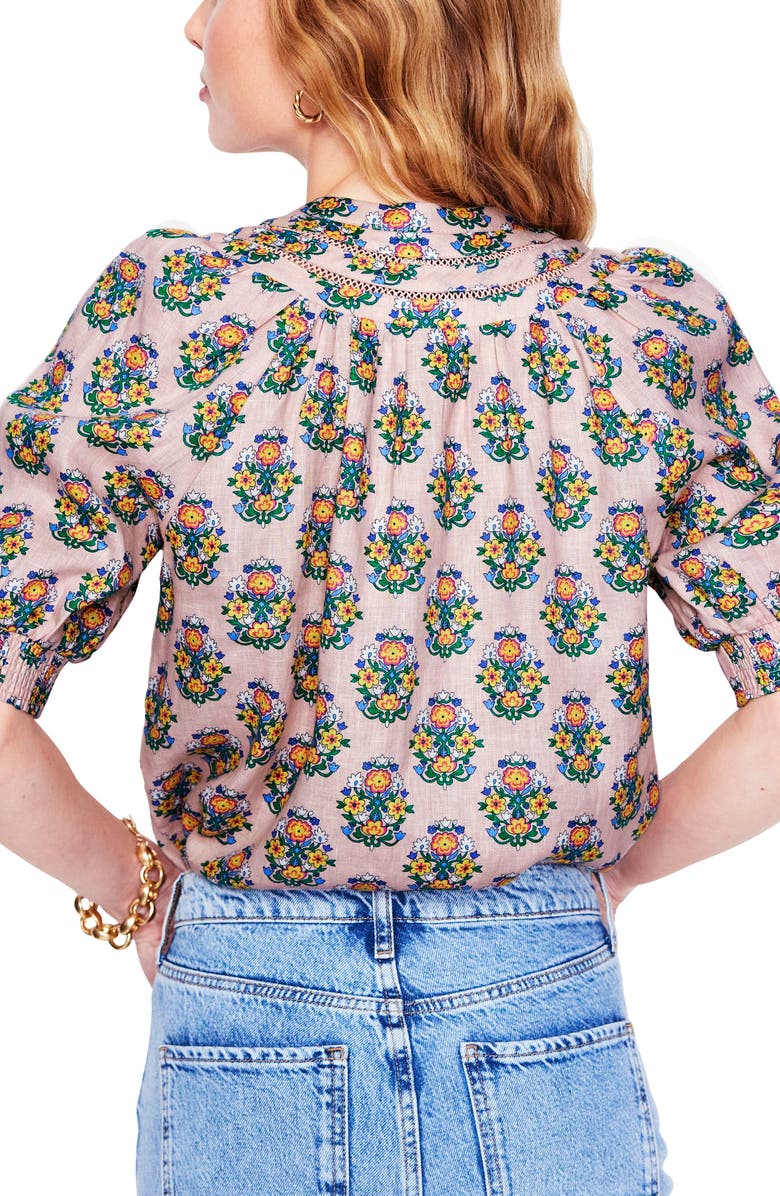 Boden Yoke Stitch Linen Top, Alternate, color, 