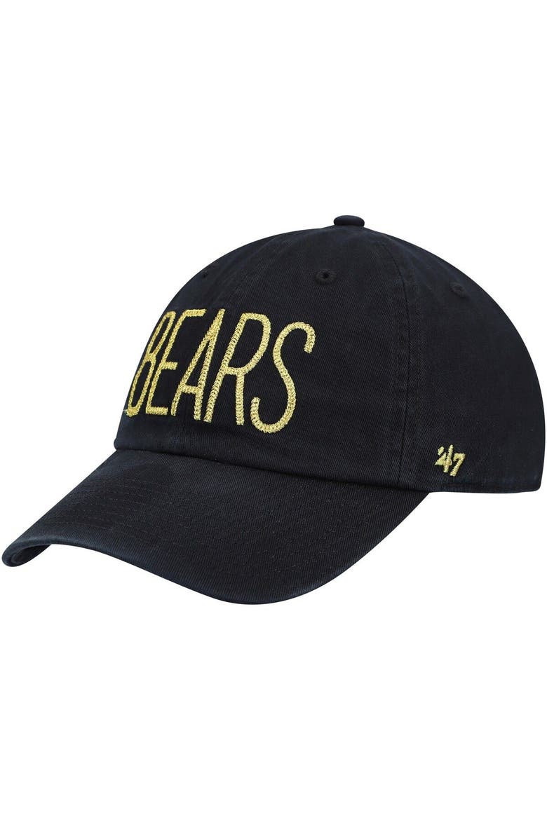 Women's '47 Black Chicago Bears Shimmer Text Clean Up Adjustable Hat, Main, color, Black