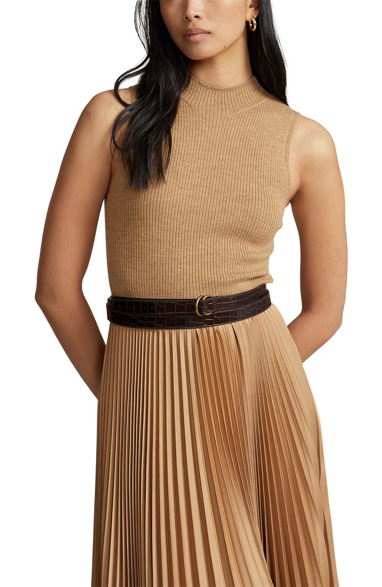 Polo Ralph Lauren Wynna Mixed Media Midi Dress, Alternate, color,