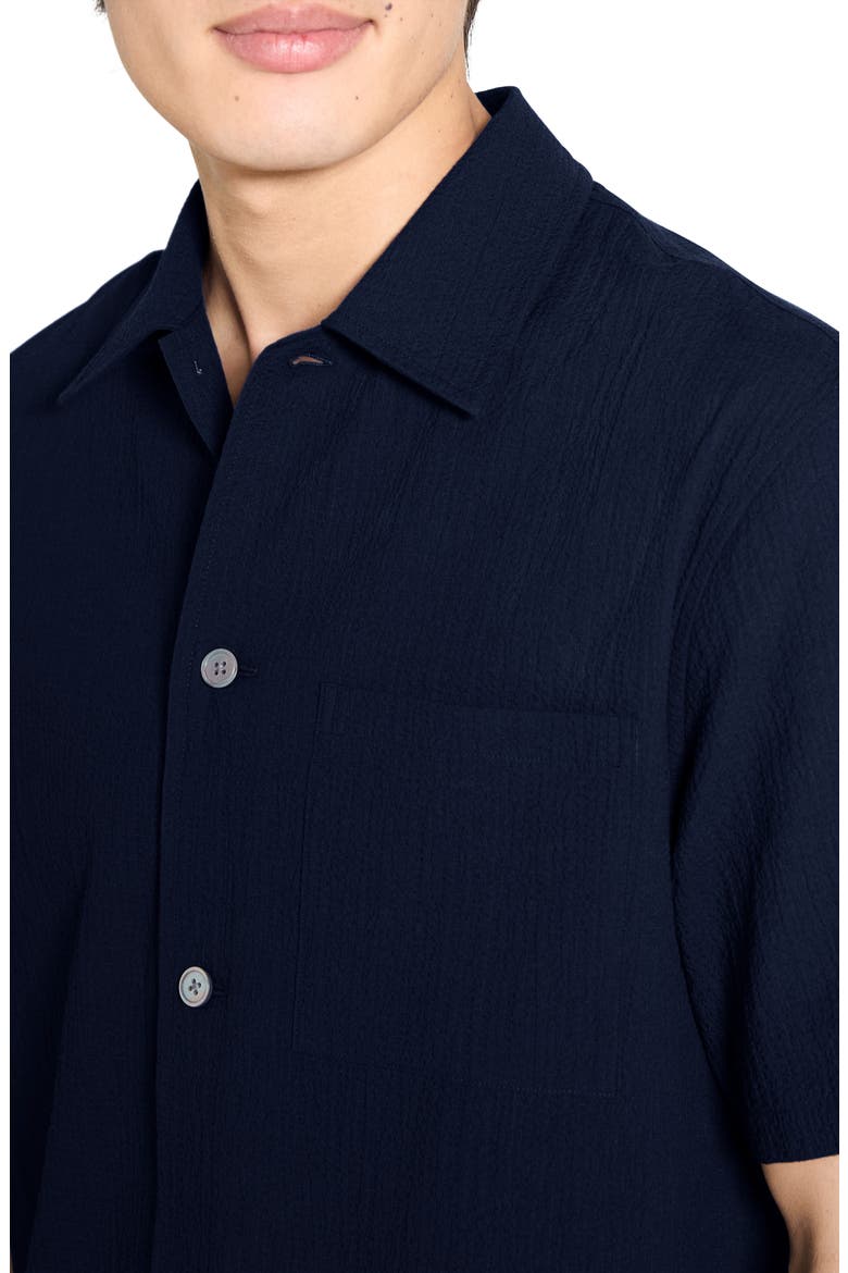 Mini Texture Short Sleeve Button-Up Shirt, Alternate, color, BALTIC - XHX