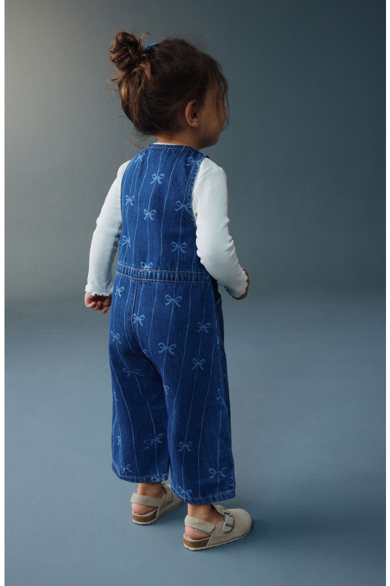 Kids' Bow Pattern Denim Overalls, Alternate, color, BLUE